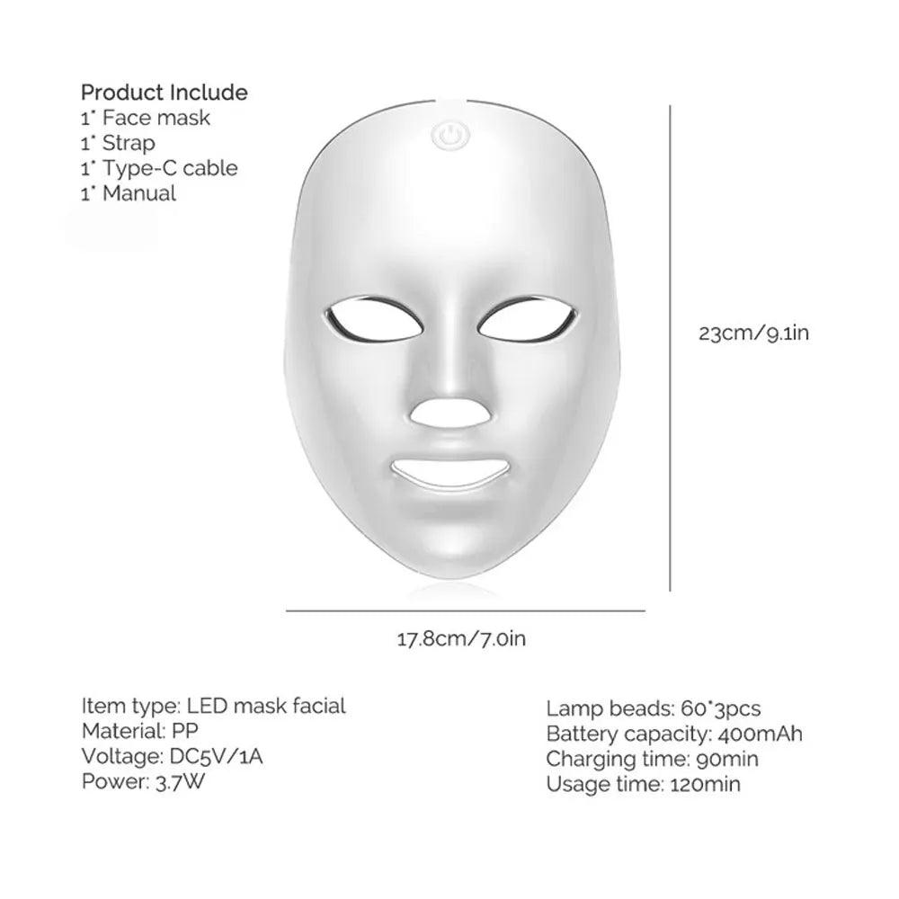 Velora 7 Color LED Facial Therapy Mask
