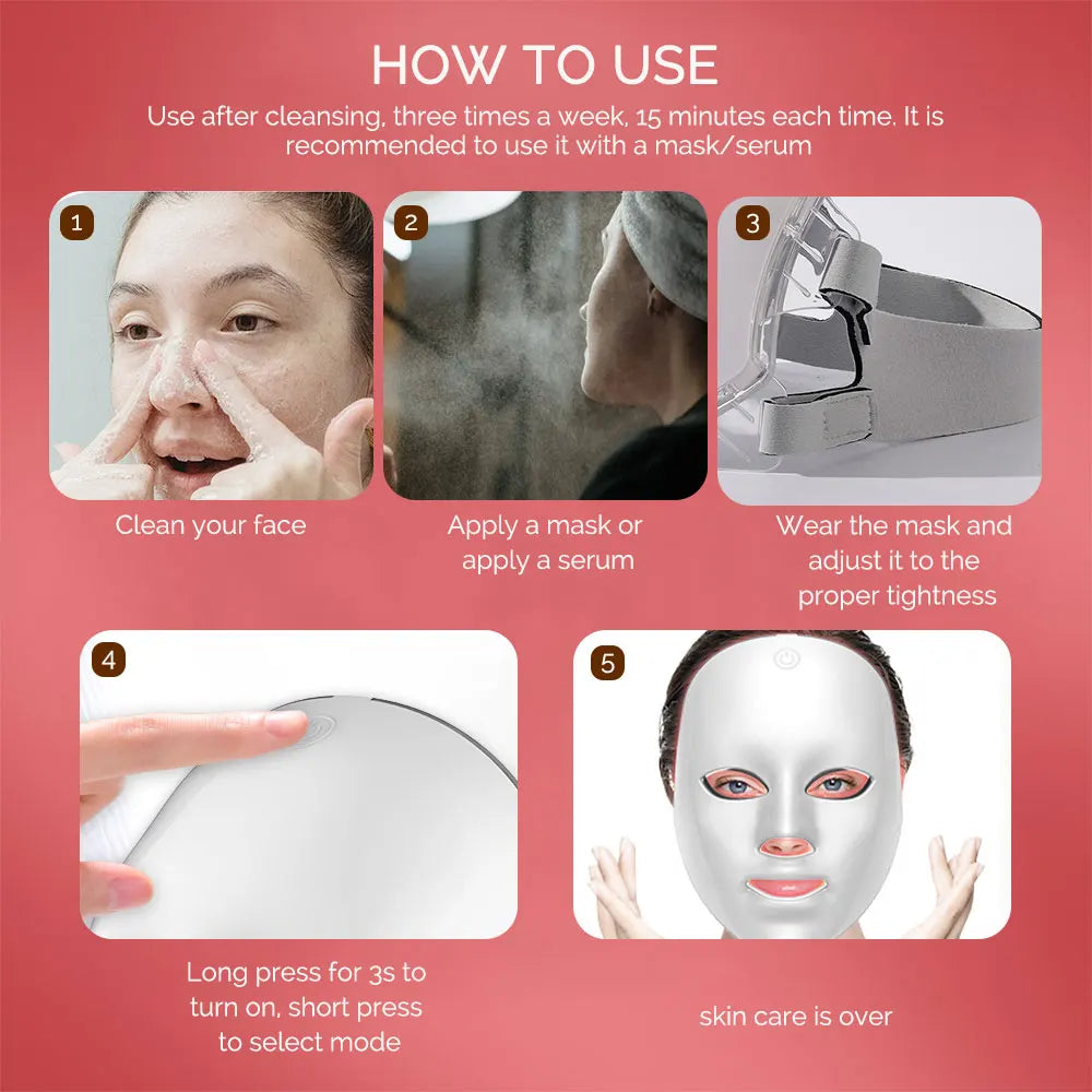Velora 7 Color LED Facial Therapy Mask