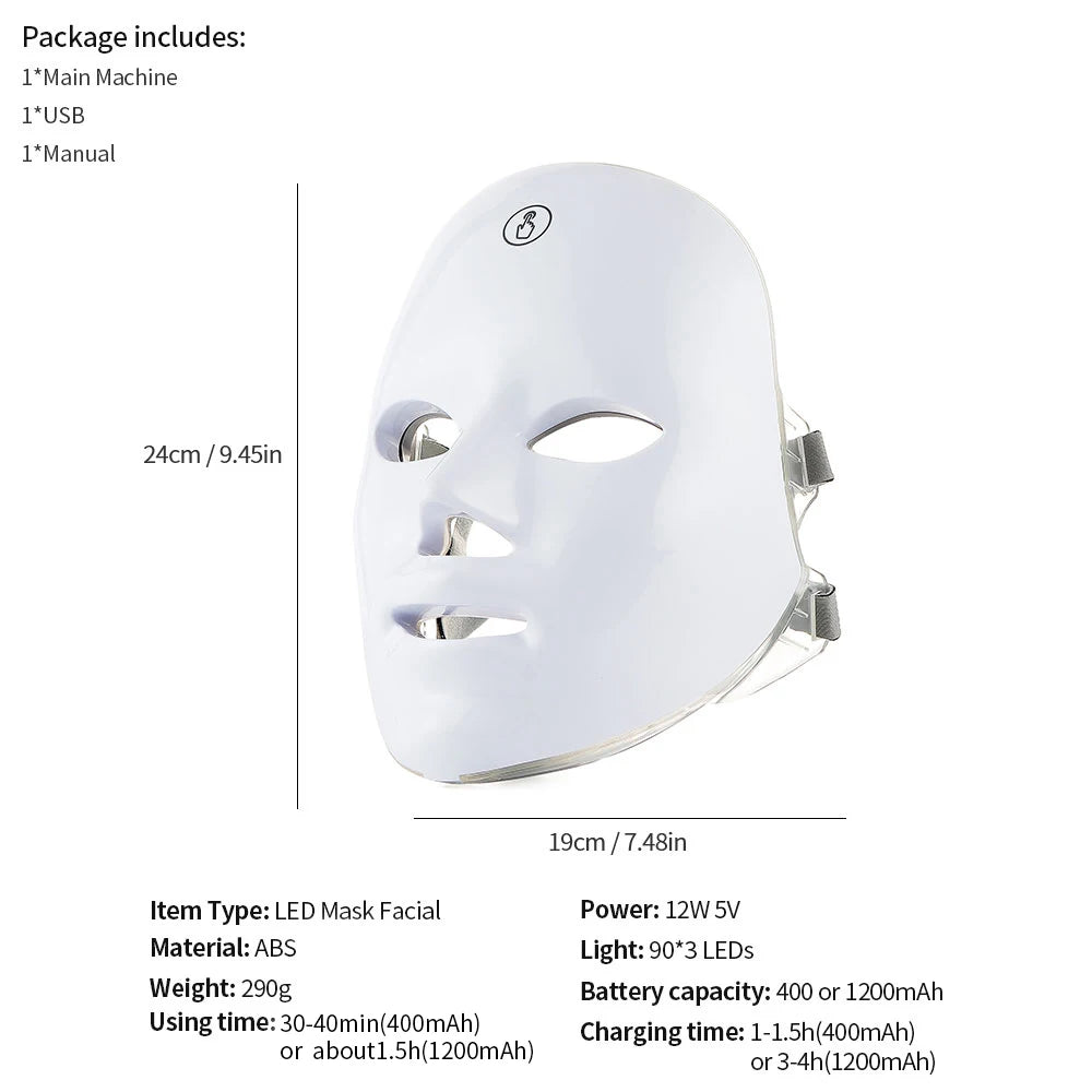 Velora 7 Color LED Facial Therapy Mask
